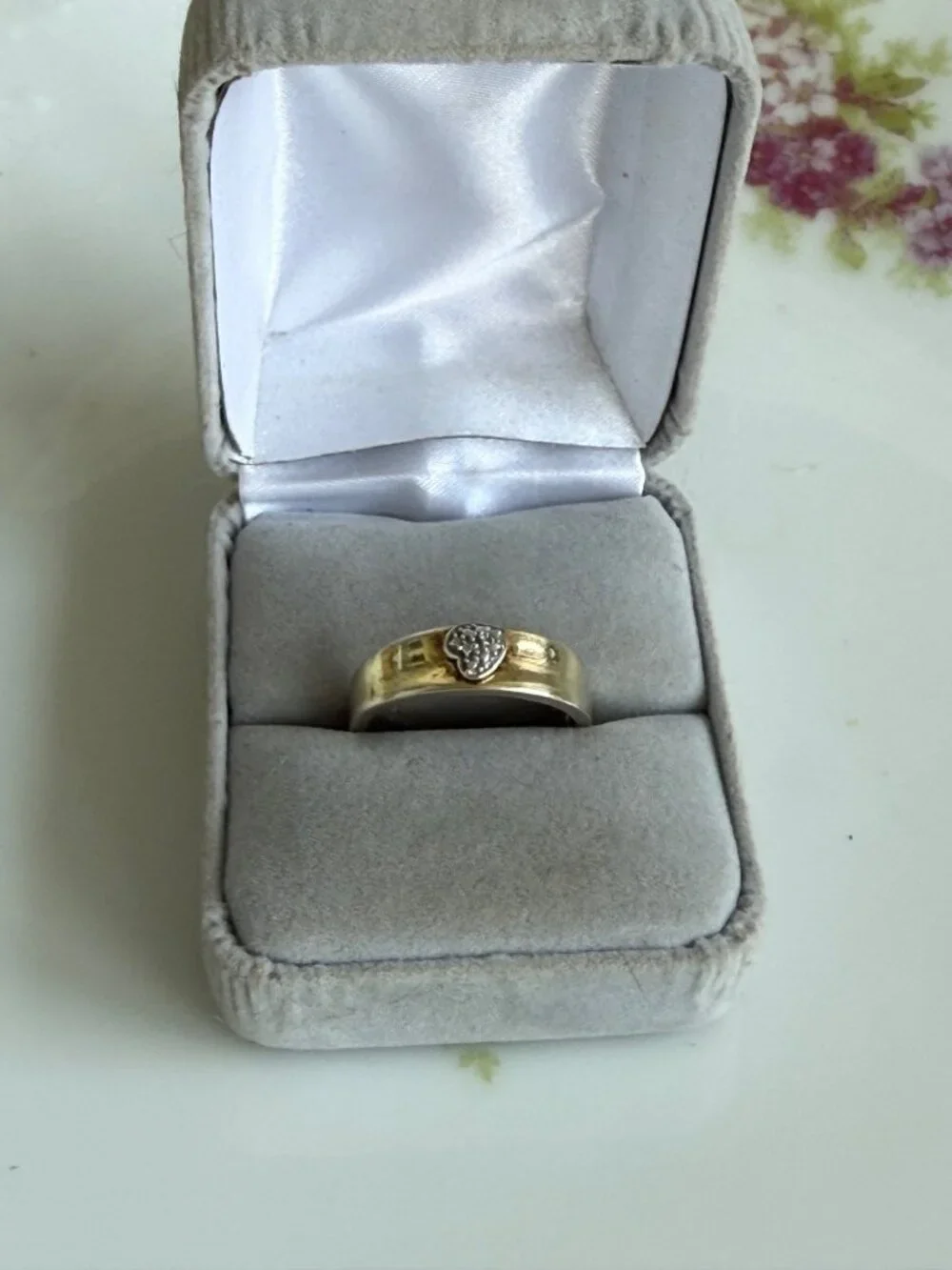 Vintage 90s Ring 925 Silver Gold Vermeil Heart Ring Size size 9